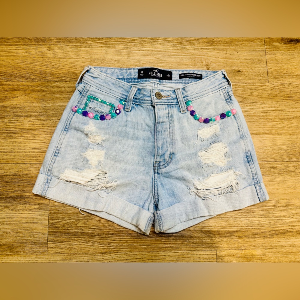 HOLLISTER HIGH RISE BOYFRIEND JEAN SHORTS SIZE 0 W